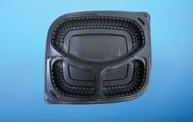 RECNTAGULAR PP CONTAINRER  BLACK 3 COMPARTMENTS